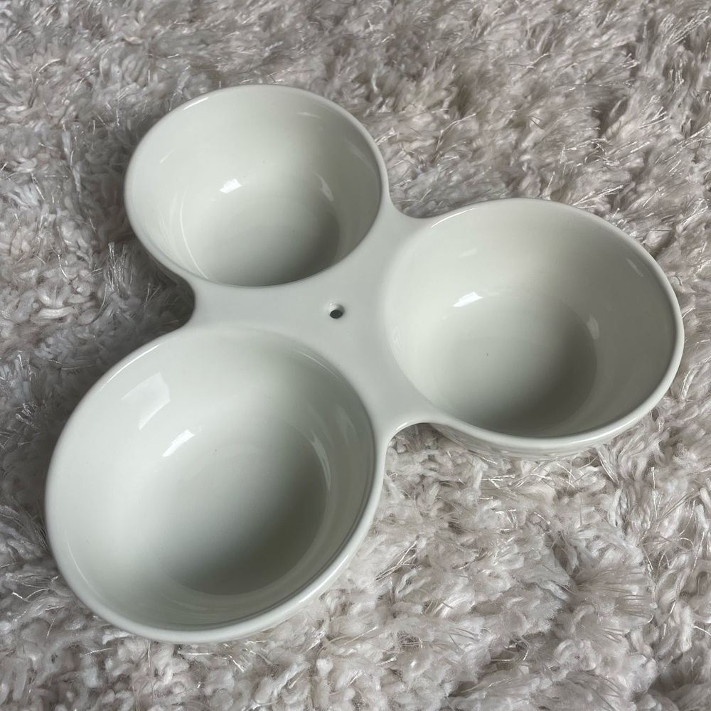 Retired Norma Fleming Triple Dish Pearl Dot Stoneware Serving Dish